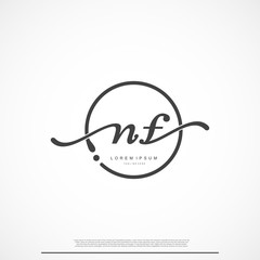 Elegant Signature Initial Letter NF Logo With Circle.