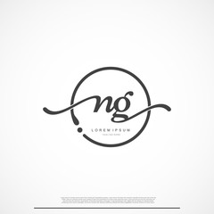 Elegant Signature Initial Letter NG Logo With Circle.