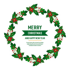 Various shape circle of red flower frame, for text merry christmas and happy new year. Vector