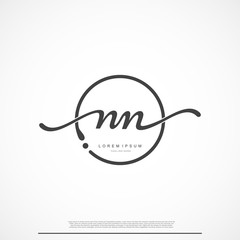 Elegant Signature Initial Letter NN Logo With Circle.