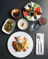 turkish foods on the dark ground