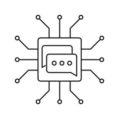 Natural language processing icon. Outline thin line illustration. Flat and isolated on white background. 