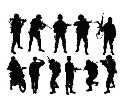 Army Force Activity Silhouettes, art vector design