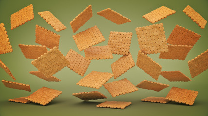 butter biscuits. 3d rendering