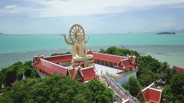 Aerial View Of The Golden Buddha At Koh Samui Island In Thailand.