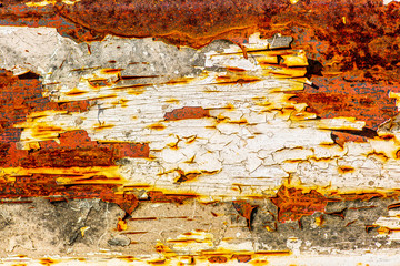 Rust and corrosion on a white metal background. Corrosion corrosion of steel