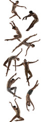 The group of modern ballet dancers. Contemporary art ballet. Young flexible people in tights. Copyspace. Concept of dance grace, inspiration, creativity. Made of shots of 9 models.