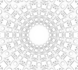 Decorative design element. Pattern with crown. Circular ornamental symbol. 3d rendering