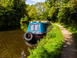 moored narrow boat barge canal worcestershire england uk