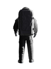 astronaut looking into empty space, isolated on white background © dottedyeti