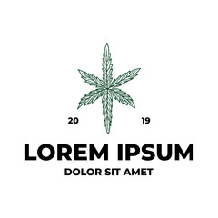 Marijuana or cannabis leaf original logo design hand drawn style