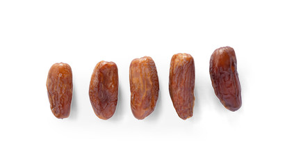 Date fruit isolated on white background,Phoenix dactylifera,with clipping path.