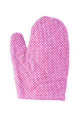 Oven glove isolated on white background with pink color and dot(with clipping path)
