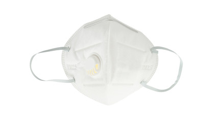 Anti-pollution mask isolated on white background,respirator with ear loop elastic for PM 2.5...