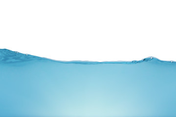 Water splash. Aqua flowing in waves and creating bubbles. Drops on the water surface feel fresh and clean. isolated on white background.