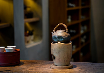 The metal teapot at the exhibition