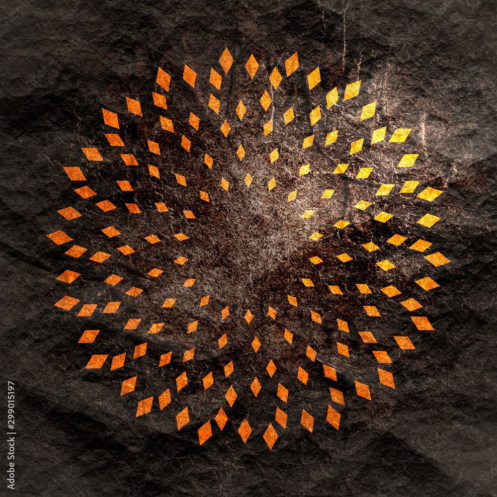Wall mural radial rhombus in circle form. fireworks explosion background. circular design element. abstract geo