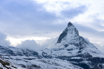 The Matterhorn on a cloudy day, The king of mountains. (Riffelberg station, Zermatt, Switzerland.)