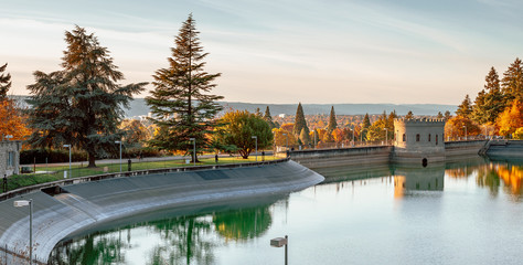Autumn scene of Mt. Tabor's water reservoirs in Portland