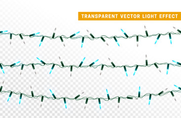 Christmas lights, Xmas decorations glowing white and blue garlands.