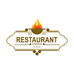 Restaurant logo, Retro Vintage Insignia, Logotype, Label or Badge Vector design element, business sign template