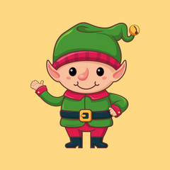 Elf. Santa's helper. Christmas character in a flat style. Vector illustration.