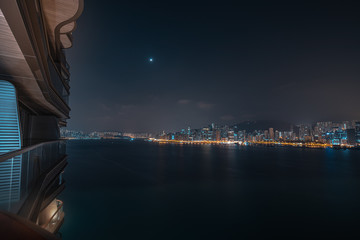 Fototapeta na wymiar Hong Kong Victoria Harbour view from Hotel