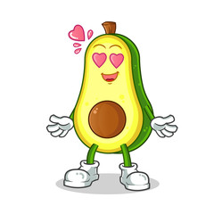 avocado fall in love cartoon vector mascot illustration