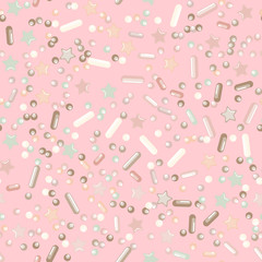 Sprinkle Cupcake Donut Topping. Seamless Pattern 