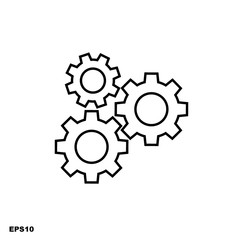 Three gear sign simple icon on background.vector illustration