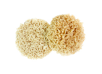 Dry instant noodle on white background