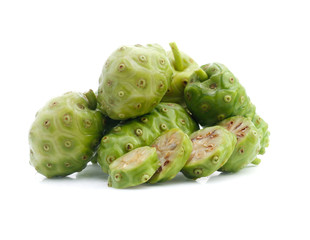 Noni fruit on white background