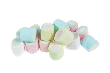 colorful marshmallows candy  on white background
