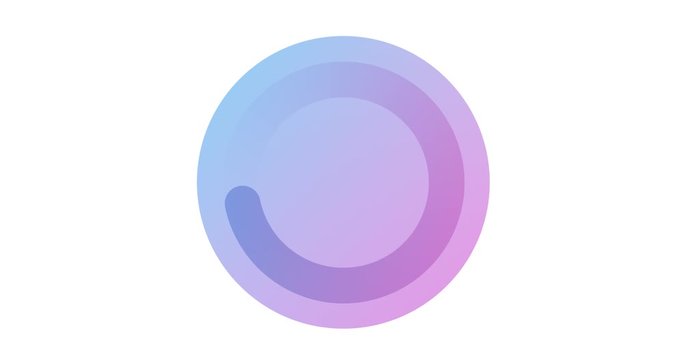 Modern progress wheel loading icon circle blue pink gradient color rotating ring spinning on a white background in a rotating wheel  seamless loop rotation in 4k