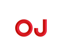Initial two letter red 3D logo vector OJ