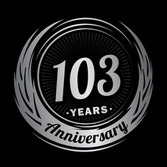 103 years anniversary. Anniversary logo design. One hundred and three years logo.