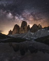 Fototapeta na wymiar Tre Cime die Lavaredo Dolomites Italy Milky Way