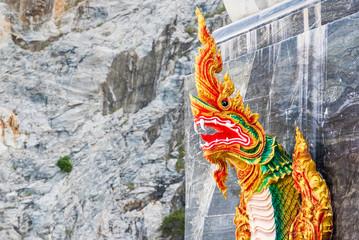 Naga statue stucco in temple.