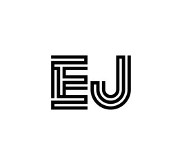 Initial two letter black line shape logo vector EJ