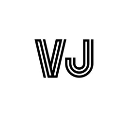 Initial two letter black line shape logo vector VJ