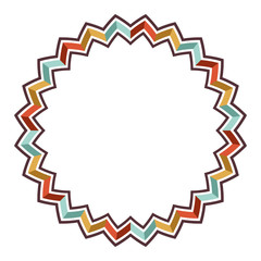 Round symmetrical pattern isolated on white background. Color illustration.