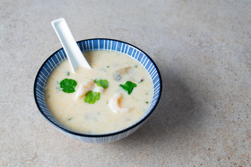 hot coconut mushroom and shrimp soup