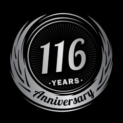 116 years anniversary. Anniversary logo design. One hundred and sixteen years logo.