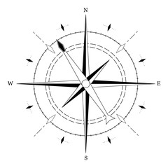 Simple sign of compass isolated on white background. Vector illustration