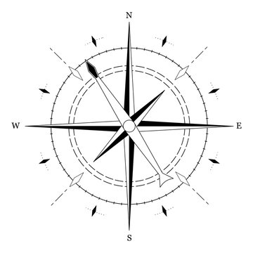 Simple sign of compass isolated on white background. Vector illustration