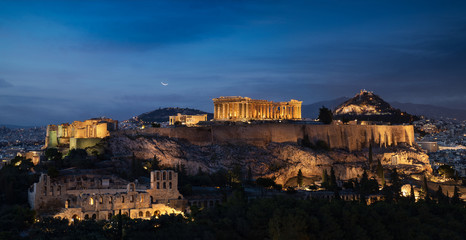 Fototapeta premium Greece Athens Acropolis Blue Hour