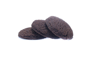 dark chocolate brownie cookies isolated on white
