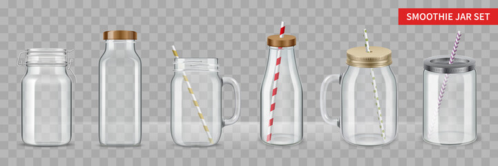 Realistic Glass Jars Set