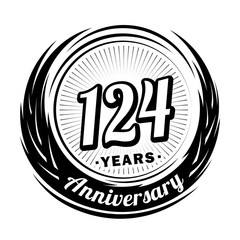 124 years anniversary. Anniversary logo design. One hundred and twenty-four years logo.