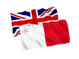Fototapeta premium Flags of Malta and Great Britain on a white background